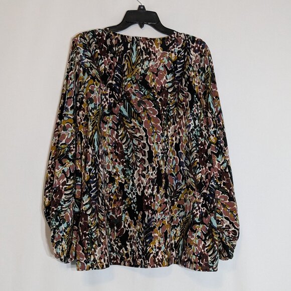 BEESON RIVER Multi-Color 3/4 Sleeve, V-Neck Pullover Fall/Winter Top; Size 1X - Picture 2 of 5
